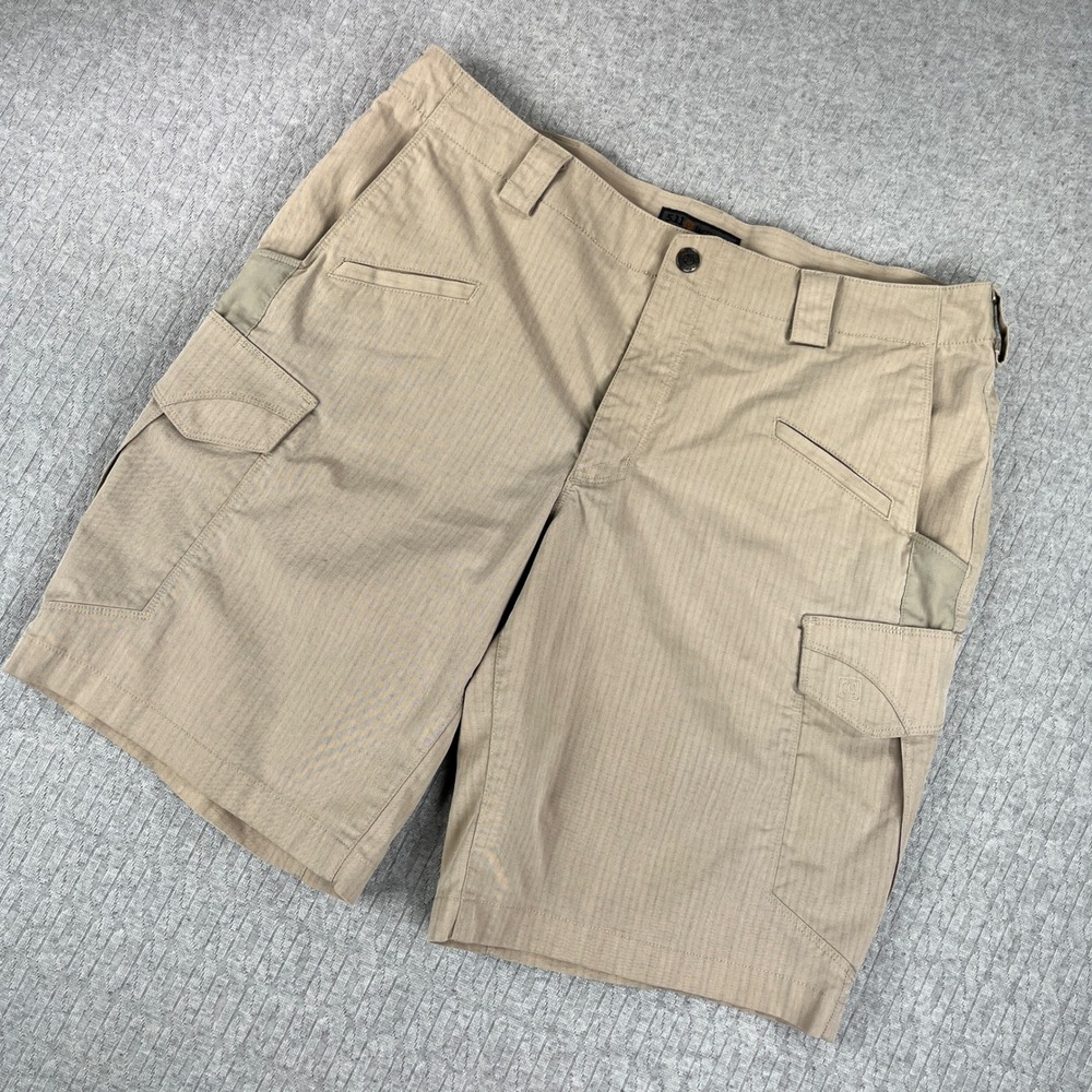 5.11 Tactical Cargo workwear Shorts Mens 36 Tan Ripstop Multi Pocket Utility